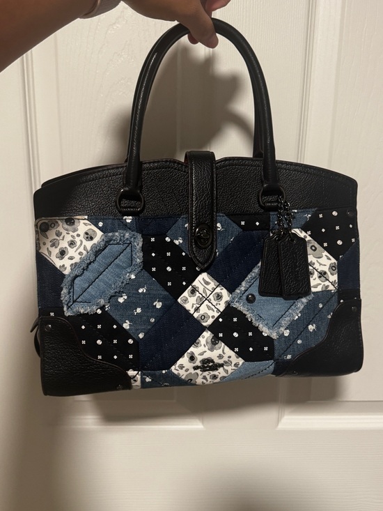 Coach Handbags - Coach Black and Blue Patchwork Satchel
